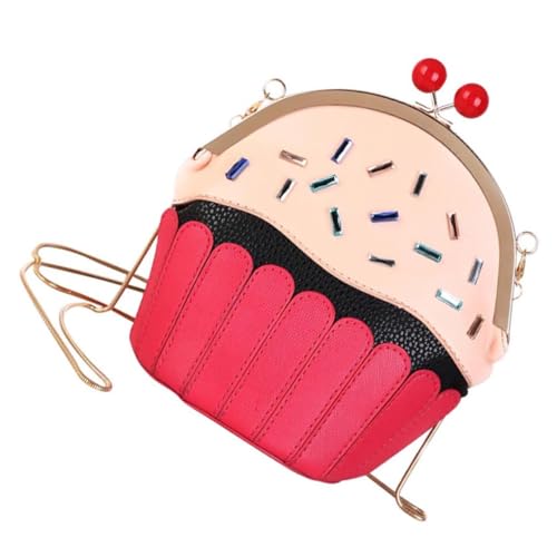 Sac à bandoulière rouge gâteau en cuir PU pour femme