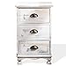 Rebecca Mobili Comodino 3 Cassetti, Cassettiera Bianca Shabby, Legno Paulownia, Camera Ingresso - Misure: 60 x 37 x 28,5 cm - Art. RE4268
