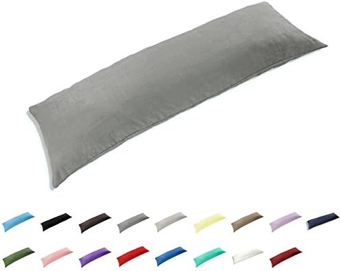 Gyulin 100% Cotton 300 Thread Count Envelope Style 4.6ft Body Pillow Cover Pillowcase Pillow Protector Cushion Cover Non Zippered Only Cover No Insert 20" x 54" /51cm X 137cm Dark Gray
