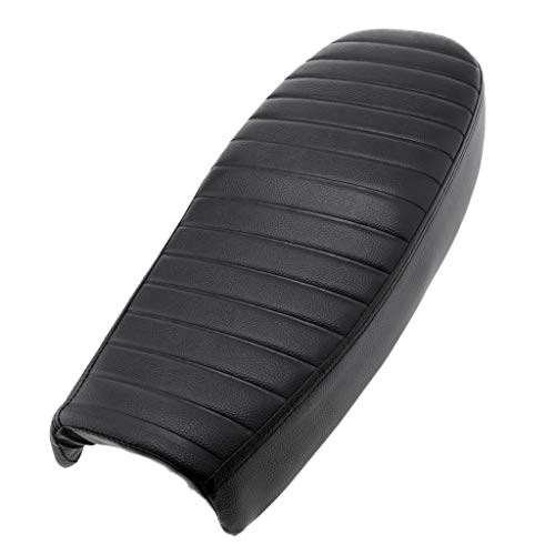 Selle de moto avec siège plat universel et coussin rétro PU noir pour scrambler