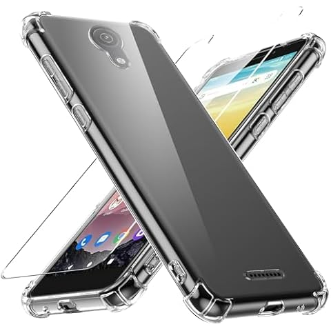 Ikziwreo - Case for AT&T Calypso/Cricket Vision3 Phone case, with 1 Piece Screen Protector, TPU Bumper Shockproof Silicone Fullbody Protective Case Cover for AT&T Calypso/Cricket Vision3, Transparent Cover