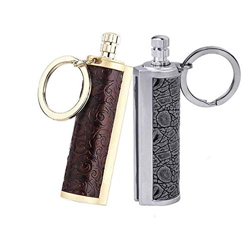 Keychain Flint Metal Matchstick Fire Starter, Permanent Match Keychain Lighter, Waterproof Emergency Flint Fire Starter for Outdoor Camping -Gift Ideas and Emergency Survival Gear (Red, 2PCS)