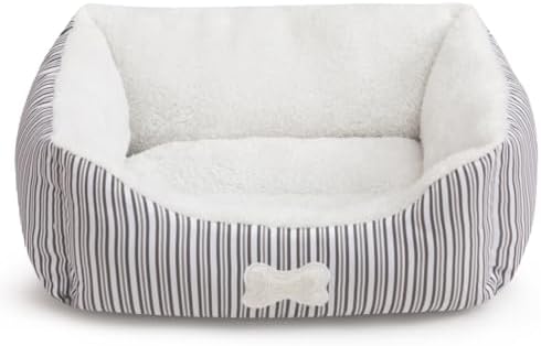 Hollypet Dog Bed, Self-Warming Pet Bed for Small Medium Dog Cat Plush Rectangle Nest Puppy Sleeping Bag Cushion, Gray