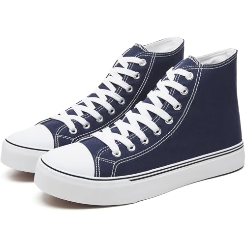 Image of yageyan Men's High Top Canvas Sneakers Fashion Lace up Walking Shoes Casual Classic