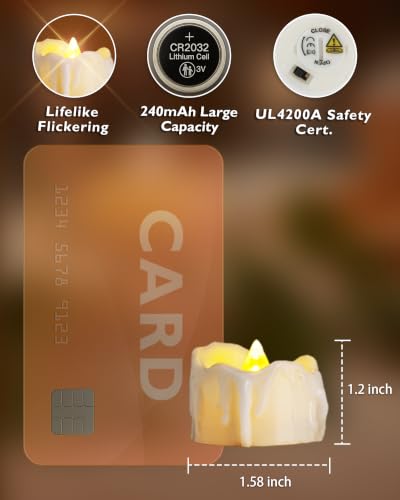 Image of Homemory 24-Pack Battery Tea Lights with Timer Built in, Auto-On 6H Daily