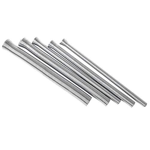 Juego de 5 muelles de alambre de acero para doblar tubos, juego de muelles de flexión de tubos, muelle de tubería de fontanería, 1/4 '', 5/16 '', 3/8 '', 1/2 '', 5/8 '', plateado