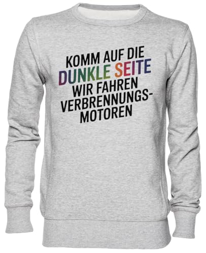 Sweat-shirt jersey unisexe gris homme femme Komm Auf Die Dunkle Seite jumper casual