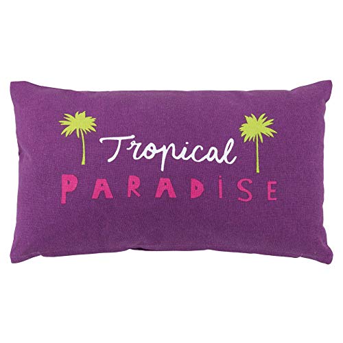 Douceur d'Intérieur, Coussin Déhoussable (30 x 50 cm) Pacifique Prune, Coton Imprimé