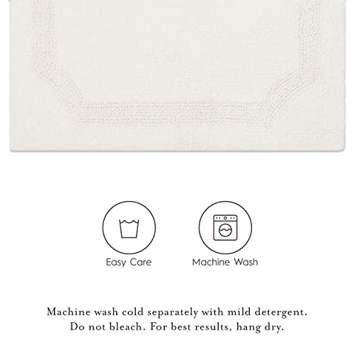Laura Ashley Reversible Cotton 21 X 34 In. Bath Mat, White #TOP4