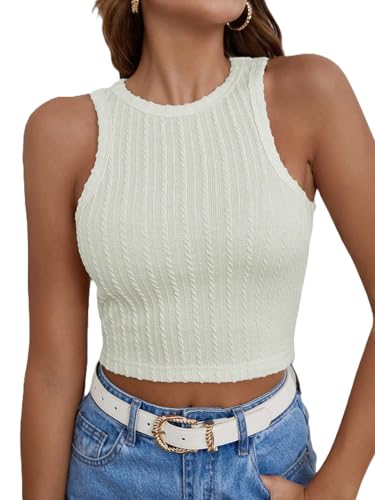 Image of Zilcon Womens Halter Tops Summer Sleeveless Shirts Sexy High Neck Fitted Tops Seamless Basic Ribbed Crop Tank Tops Blouses Fit Cropped Tank Tops