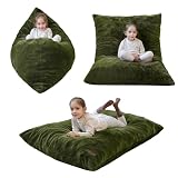 MAXYOYO 3 in 1 Kids Bean Bag Chair, Child Floor Sofa for Gaming, Reading, Faux Fur Floor Couch with High-Density Foam Filling for Living Room Bedroom
