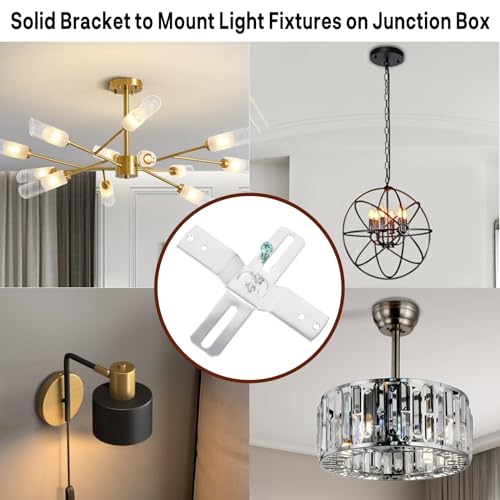Teemyaa Light Fixture Mounting Brackets, 180° Adjustable Universal Light Crossbar Set, Mounting Plates with Screw and Nuts for Wall Light, Close to Ceiling Light, Chandelier, Pendant 2 Pack