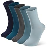 FGZ Mens Crew Socks Breathable Cotton Soft Casual Thin Socks for Men or Boys,5 Pairs(Blue,10-13)