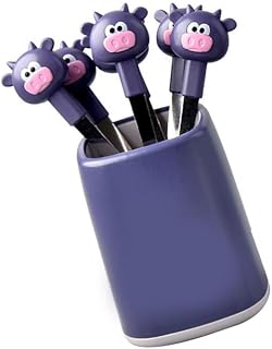 Kids Stainless Steel Fruit Fork Set Cute Cartoon Calf Food Picks for Bento Lunch Box, 6PCS (Purple)