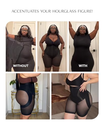Image of SHAPELLX Fajas Colombianas Shapewear for Women Tummy Control Postpartum Faja Body Shaper Butt Lifting Shorts Bodysuit