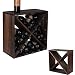 fdjamy Wine Rack countertop Wooden Stackable Storage Rustic Retro Style Cube 24-Bottle Wooden Wine Rack Wine Cabinet (Dark Brown)