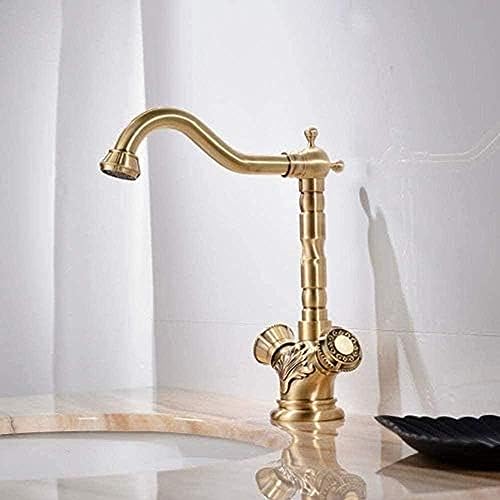 Robinet de salle de bain mitigeur lavabo vintage en laiton antique gravé