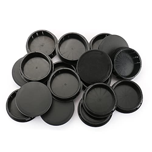 Baomain 25-Pack Plastic Hole Plugs Black 2" (50mm) Locking Hole Plugs HP-50 Snap-in Panel Covers for Furniture, Cabinets & Automotive