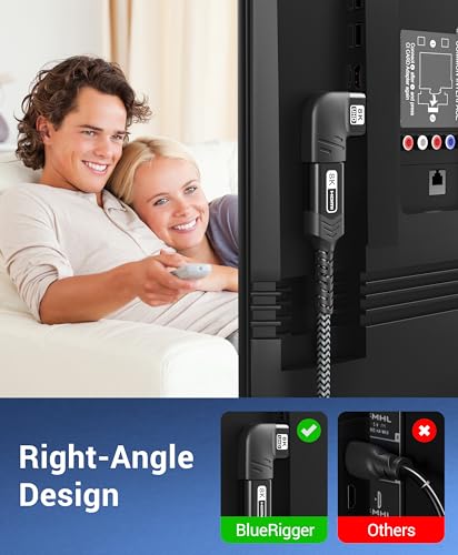 Image of BlueRigger HDMI 90 and 270 Degree Adapter (1-Pack, 8K 60Hz Right Angle HDMI 90 Degree Adapter, Male to Female, L-Shaped Left Angled Elbow Connector)- Compatible with HDTV, Laptop, PS5, PS4