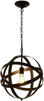 E27 Single Head Chandelier Creative Birdcage Shape Pendant Lamp Retro Industrial Style Wrought Iron Hanging Light Restaurant,Bar, Decorative Lighting Fixture