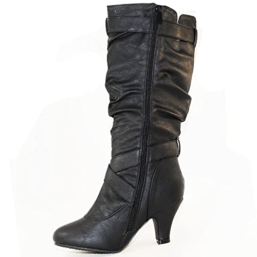TOP Moda Auto-2 Low Heel Round Toe Mid Knee High Calf Dress Boot3