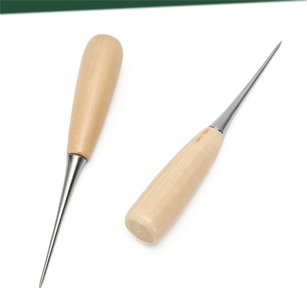 Leather Sewing Awl Wood Handle Drillable Awl Pin Punching Hole Maker Stitching Overstitch Sewing Awl Kit