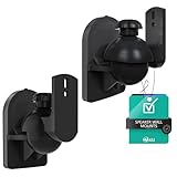 WALI Speaker Wall Mount, Surround Sound Speaker Stand with Adjustable Swivel Tilt Angle, Small Bookshelf Speaker Mount for Living Room, Home Theater, Hold up to 7.7 Lbs, (SWM602), 5 Pack, Black