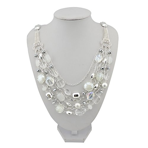 Bocar Multi Layer Necklace Strand Statement Crystal Women Necklace (Nk-10061-White) #TOP1