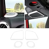 Jimen Compatible with 2015-2018 Jeep Wrangler JK JKU, 4PCS A Pillar Speaker & Roof Top Speaker Cover Interior Trim Accessories (White)