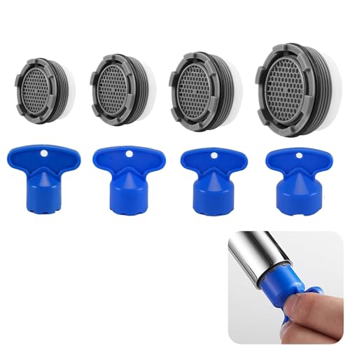Yuaiosn 8 Pezzi Acqua Rubinetto Aeratori, Strumento Chiave Aeratore Rubinetto Cache, Strumento Chiave di Rimozione per Aeratori Aeratore Cache Cucina - M16.5 /M18.5/M21.5/M24