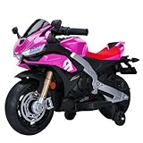 TCARAIWEN 12v Kids Ride on Motorcycle, Electric Kids Moped, Battery Powered Motorcycle for 3-5 Years Old, Pink