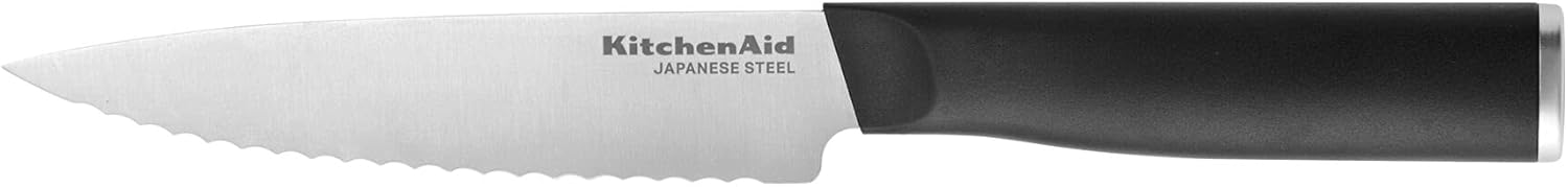 KitchenAid - Serrated Utility Knife, 5.5-Inch High-Carbon Japanese Steel Knife with Protective Sheath