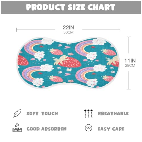 Kigai Strawberry Rainbow Baby Burp Cloths Extra Soft and Absorbent Burping Rags Cotton Burping Clothes Baby Washcloths for Newborn Boys Girls - 1 Pack4