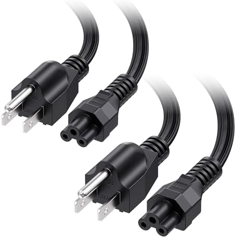 Cable Matters 2-Pack 16 AWG 13A 3 Prong Power Cord, 3ft, Black