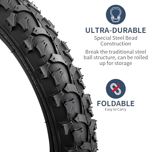 YUNSCM 2 peças de pneus de bicicleta de 35,5 cm 14 x 2,125/57-254 e 35,5 cm válvula Schrader com 2 t