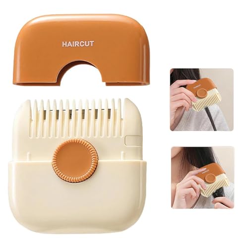 FEZTGVOFA 2-in-1 Hair Trimmer Comb, All-in-One Split End Removal & Hair Styling Tool, Portable Compact Split Ends Trimmer, for Hair Cutting and Styling (Orange)