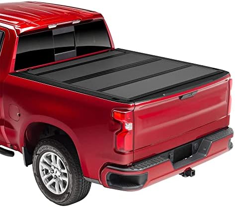 PickupZone Fiberglass Hard Flip Folding Truck Bed Tonneau Cover Fits 2019 - 2022 Dodge Ram 1500 New Body Style | Does Not Fit w/ Multi-Function (Split) Tailgate 5' 7" Bed (67.4")