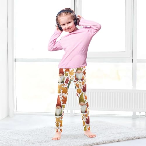 Autumn Gnomes Naturally Colorful Leaves Girls Leggings Kids Yoga Pants Dance Active Tights 4T4