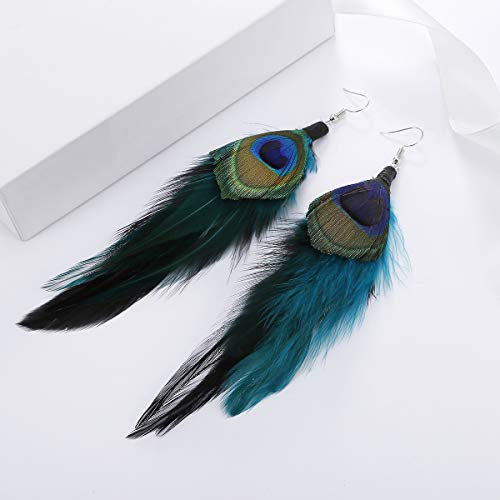 Winssigma Long Feather Earrings For Women Bohemian Dangle Earrings Lightweight Feather Statement Earrings Handmade Jewelry #TOP2