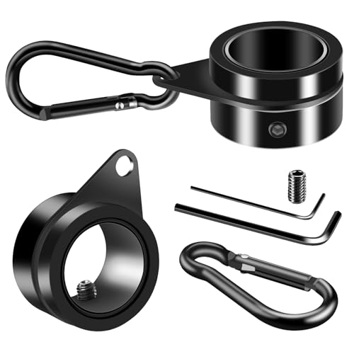 1" Black Flag Pole Rings, 2 Pcs Anti Wrap Aluminum Alloy Flag Pole Clip Swivels, 360° Rotating Flagpole Flag Mounting Ring Clips, Spinning Flag Pole Kit for 0.75-1.02" Diameter (1 Inch, Black)