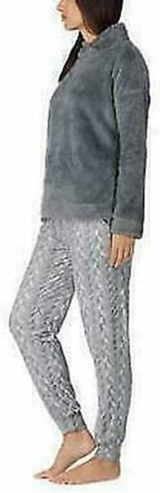 Jane and Bleecker Ladies Cozy Fleece Lounge Pajama Set (Blue, X-Large) (Gray - Image 3