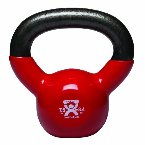 CanDo Vinyl-Coated Kettlebell, Red, 7.5 Pound