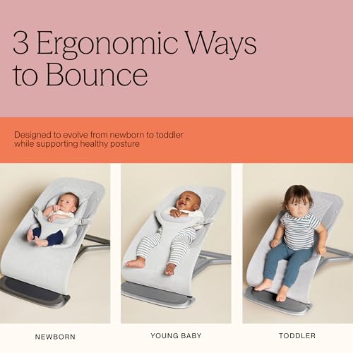 Image of Ergobaby Evolve 3-in-1 Bouncer Seat for Babies and Toddlers 5.5-25 lbs | Multi Position Baby Rocker Seat with Adjustable Heights, Secure Harness, Newborn Insert, Sage Green
