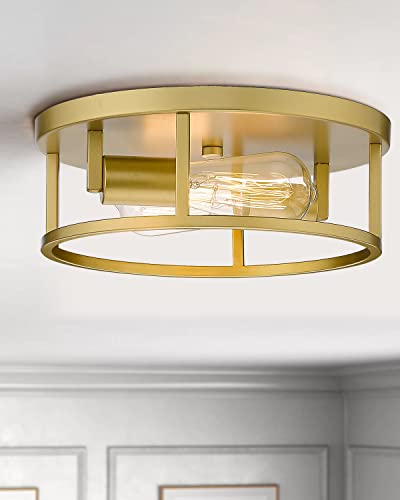 Hanass Gold Flush Mount Light Fixture, 12 Inch Modern Ceiling Light In Metal Gold Finish, 2-Light Flush Mount Ceiling Light For Living Room Kitchen Dining Room Bedrooms Foyer Hallways, Mx99992 #TOP3
