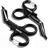 Trauma Shears 2 Pack with Carabiner Clip – 8” Heavy Duty EMT Nurse Scissors, Surgical Medical Bandage & Paramedic Shears for First Aid Emergency, Stainless Steel Non-Stick Blades