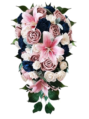 Stargazer Lily Bridal Cascading Bouquet