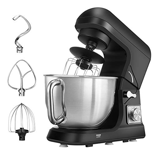 Stand Mixer, Dough Mixer with 5 Qt Stainless Steel Bowl, 6 Speeds Tilt-Head Food Mixer, Kitchen Electric Mixer with Double Dough Hooks, Whisk, Beater