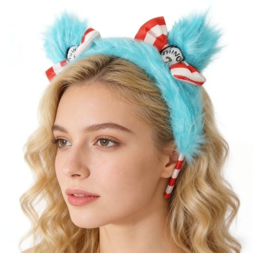 LKQBBSZ Blue Feathers Headband For Women with Red Bow Blue Hairband Costume Accessories for Cosplay Party