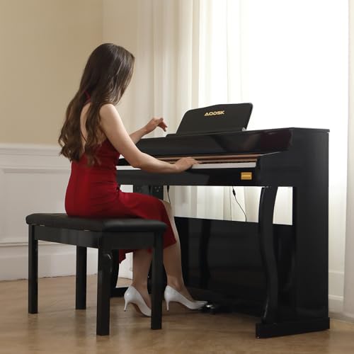 AODSK Wooden Duet Piano Bench with Padded Cushion and Storage Compartment for Music Books 29.13''x12.99''x18.11''(Black) (Duet Piano Bench) by AODSK - Image 7