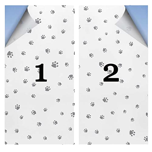 Privacy Window Film Decorative Animal Foot Prints Static Cling Glass Door Film,Frosted Privacy Glass Clings Etched Glass 23.6Wx35.4L-Inch X2 Pcs #TOP1